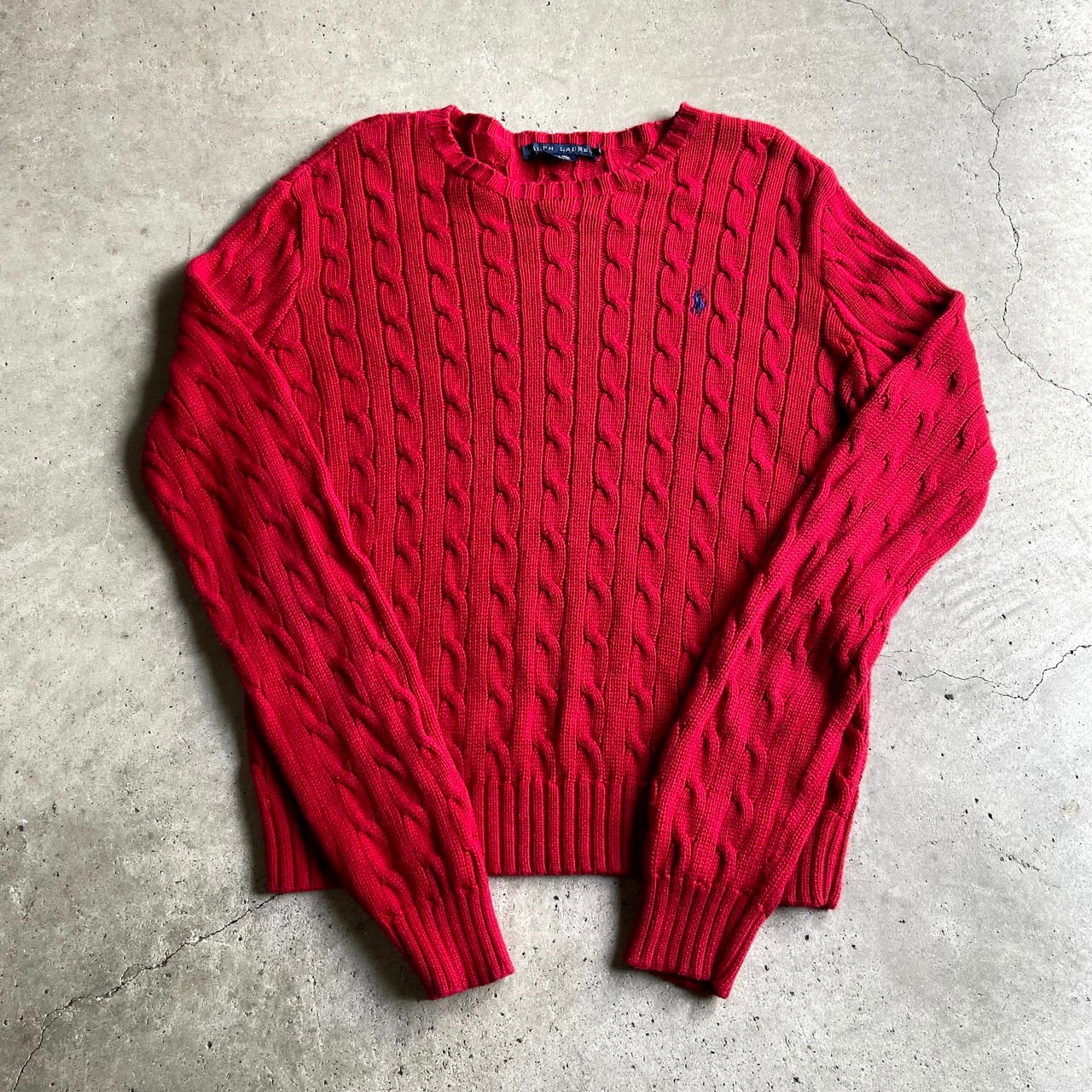 Ralph Lauren ラルフローレン ケーブル編み クルーネック コットン 