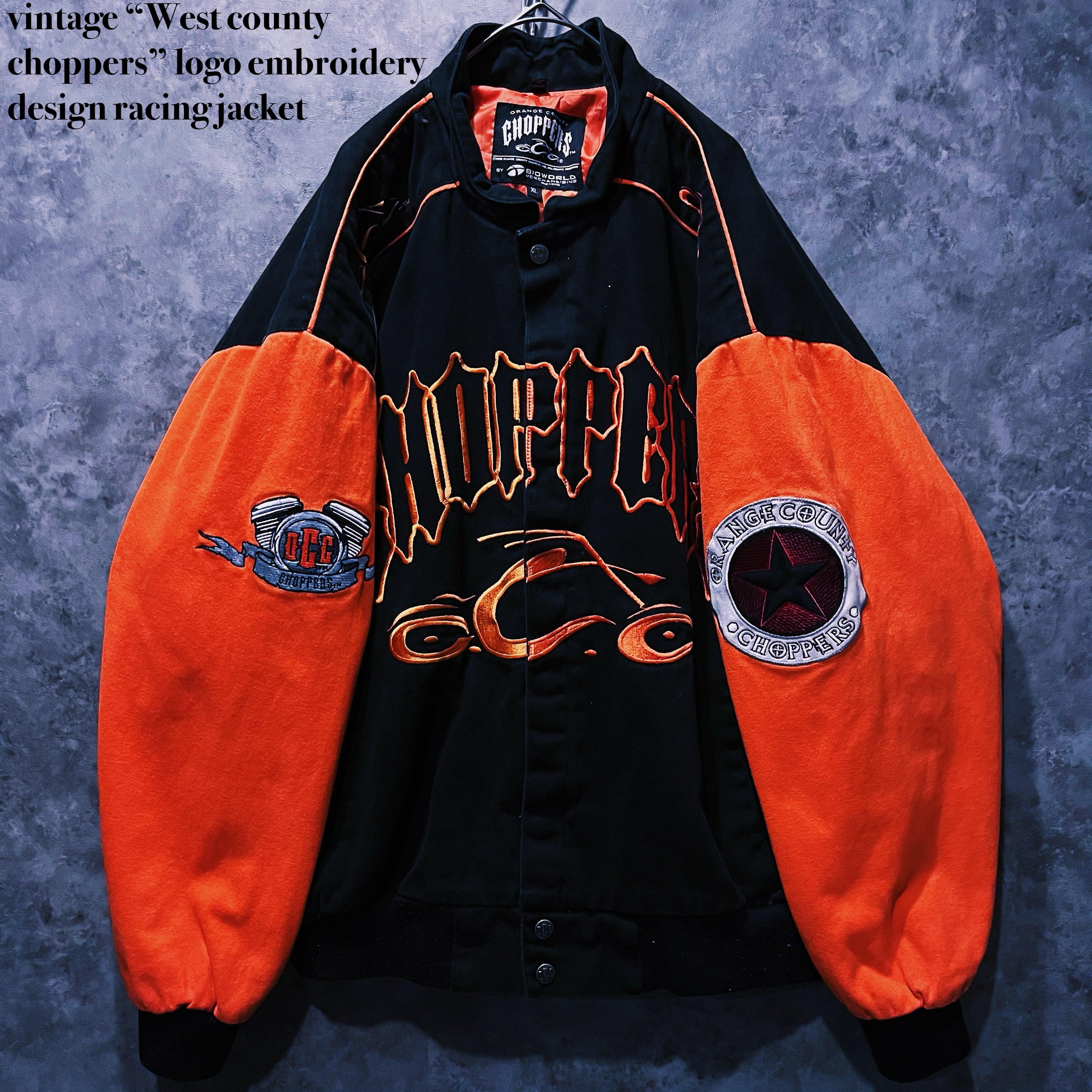 【doppio】vintage “West county choppers” logo embroidery design racing jacket