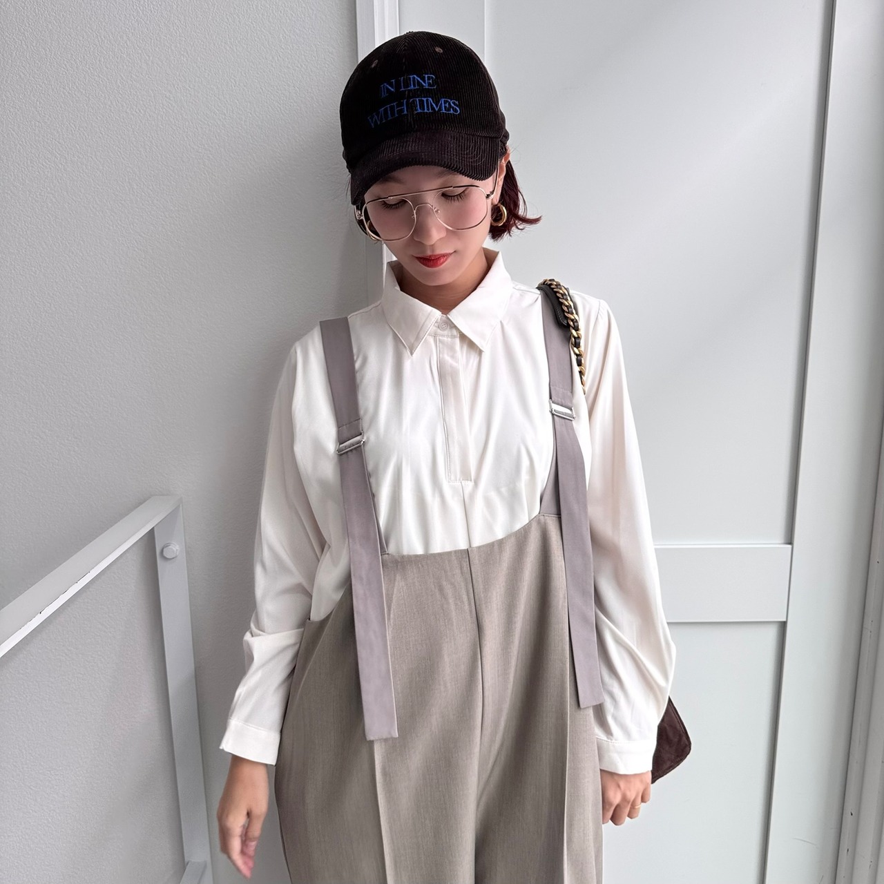 バックデザインタックサロペットPT/グレージュ