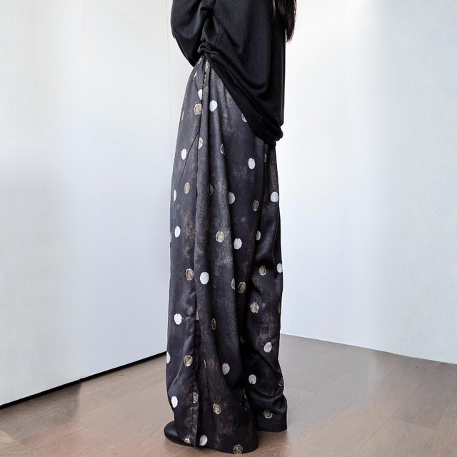 Distressed dot wide pants C1596