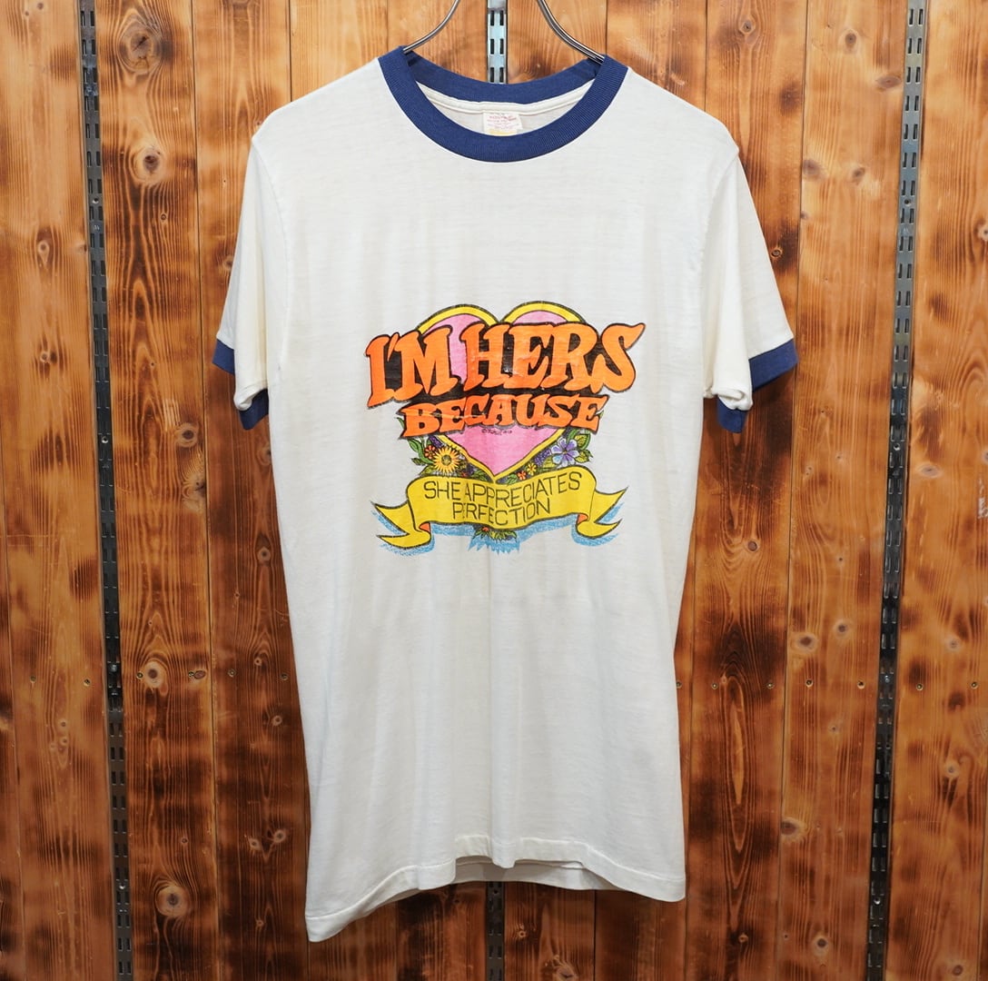 70s sears i'm hers because she appreciates perfection リンガーTシャツ M