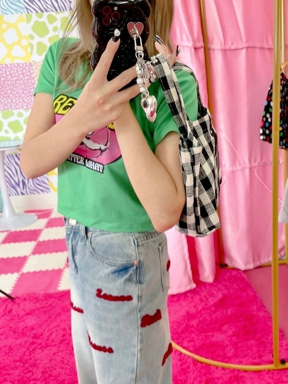 ギンガムチェックトートバッグ韓国/レディースファッション/可愛い