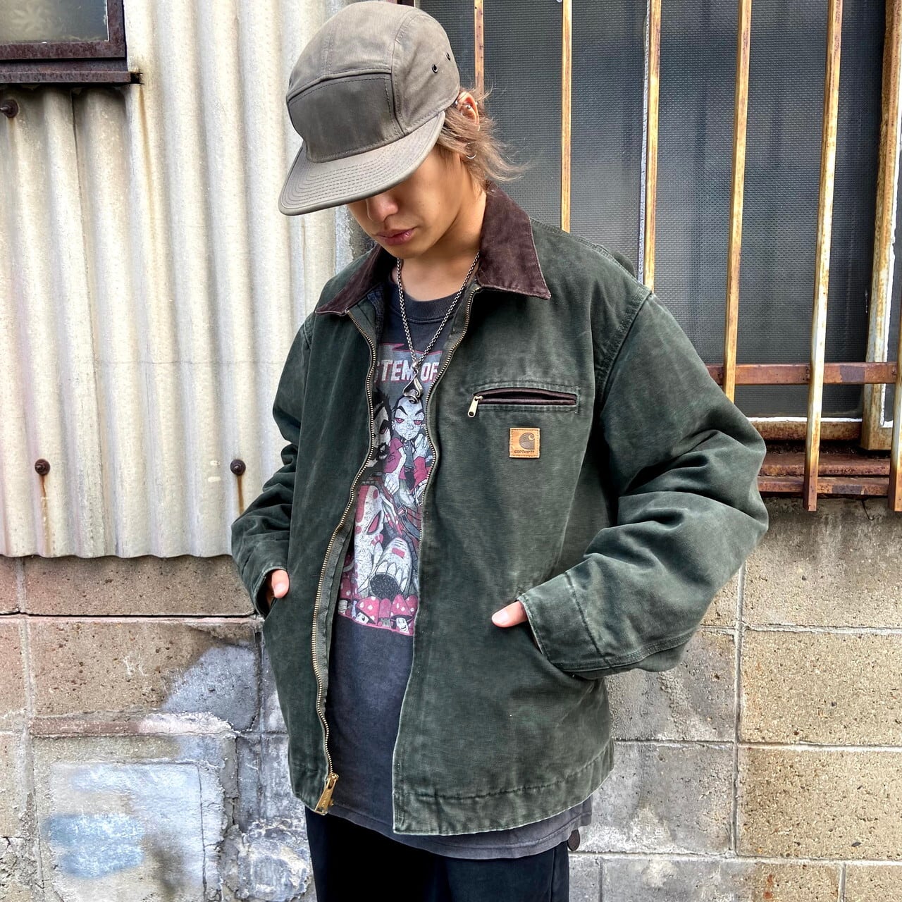 Carhartt カーハート デトロイトジャケット メンズXL相当 古着 ダック地 ワークジャケット ブランケットライナー モスグリーン 緑色  【ワークジャケット】 | cave 古着屋【公式】古着通販サイト