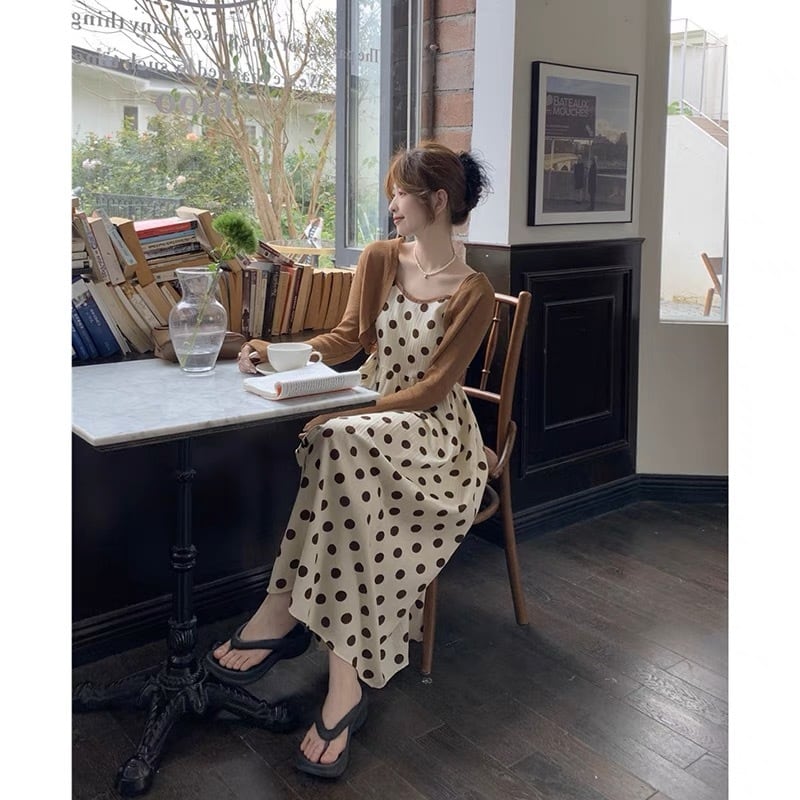 ドット柄ワンピース カーディガン G104CON0008 | liberal style