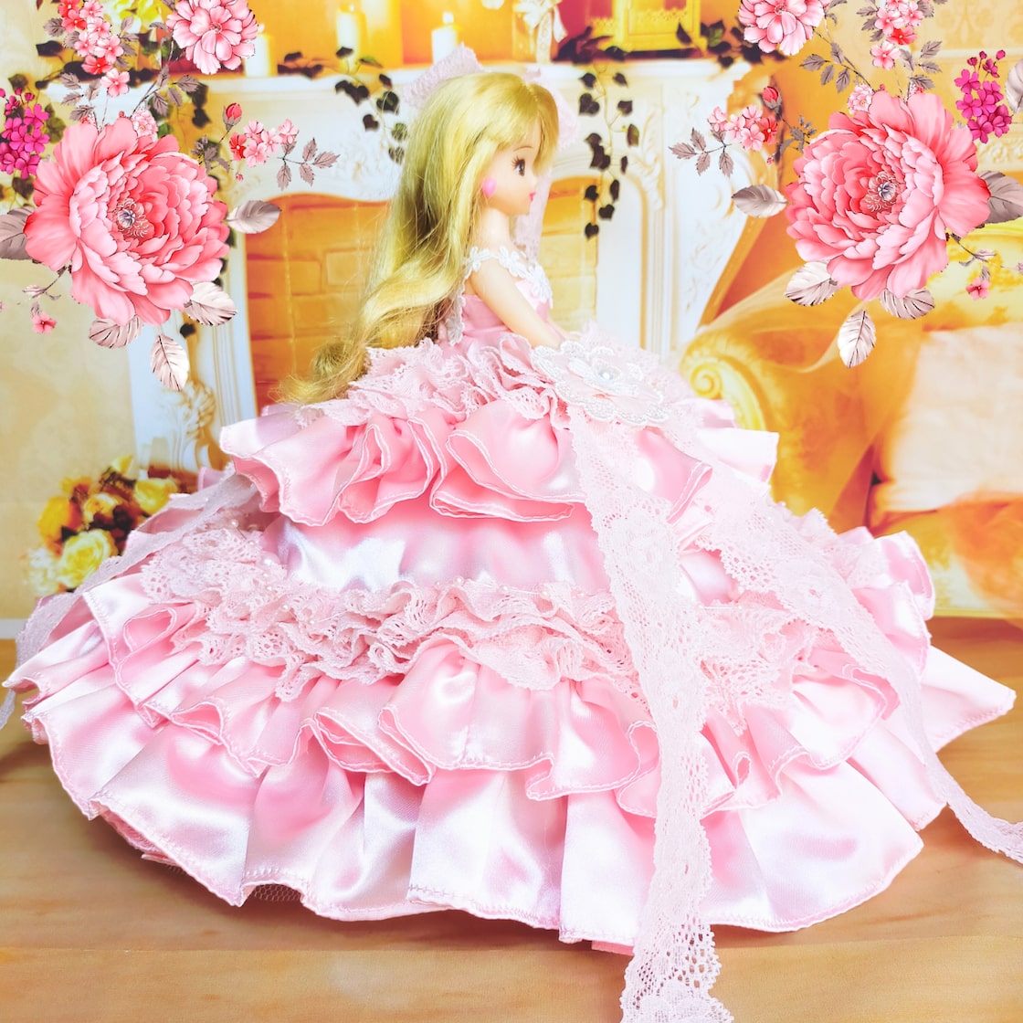 リカちゃんサイズ プリンセスドレス ハンドメイド服 ドール服 人形服