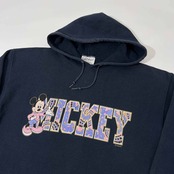 90s USA製 ビンテージ GENUS ミッキーマウス キャラクター スウェット パーカー L /ネイビー