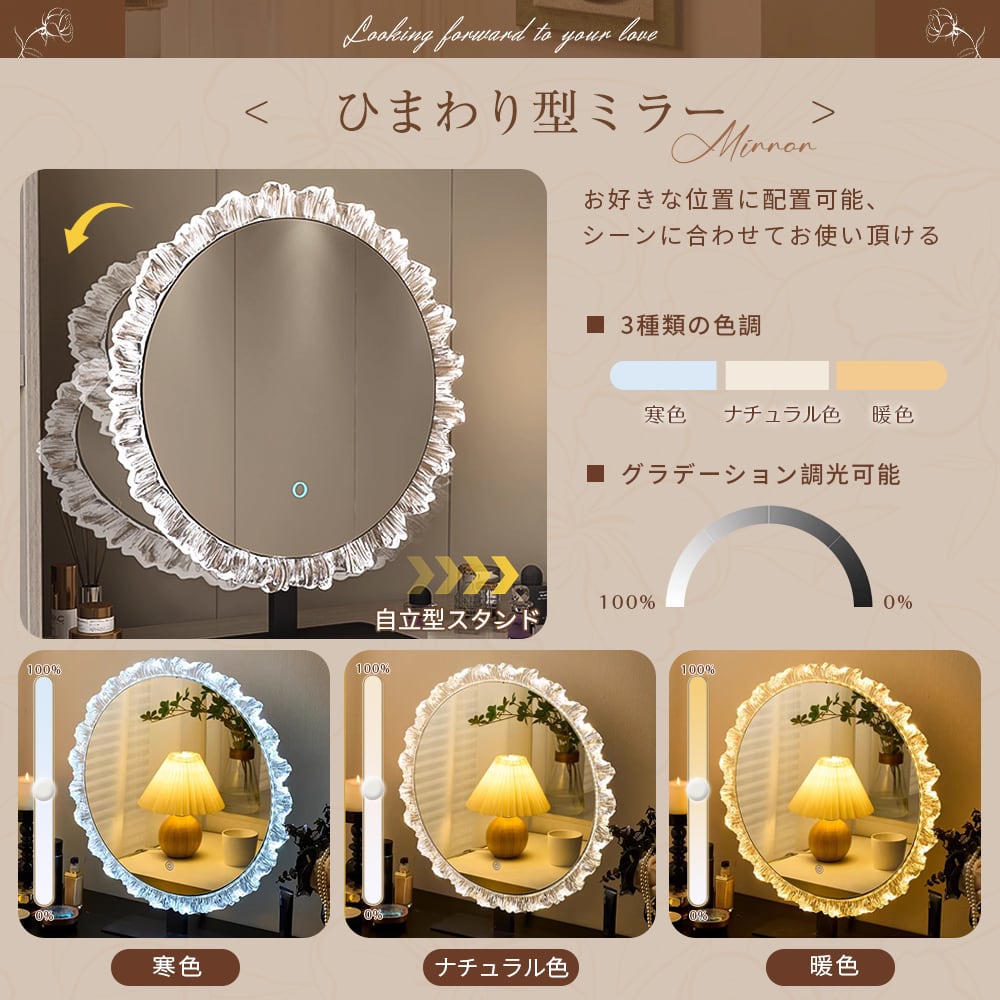 1000円クーポン付き】ドレッサー おしゃれ 北欧風｜LEDライト付き