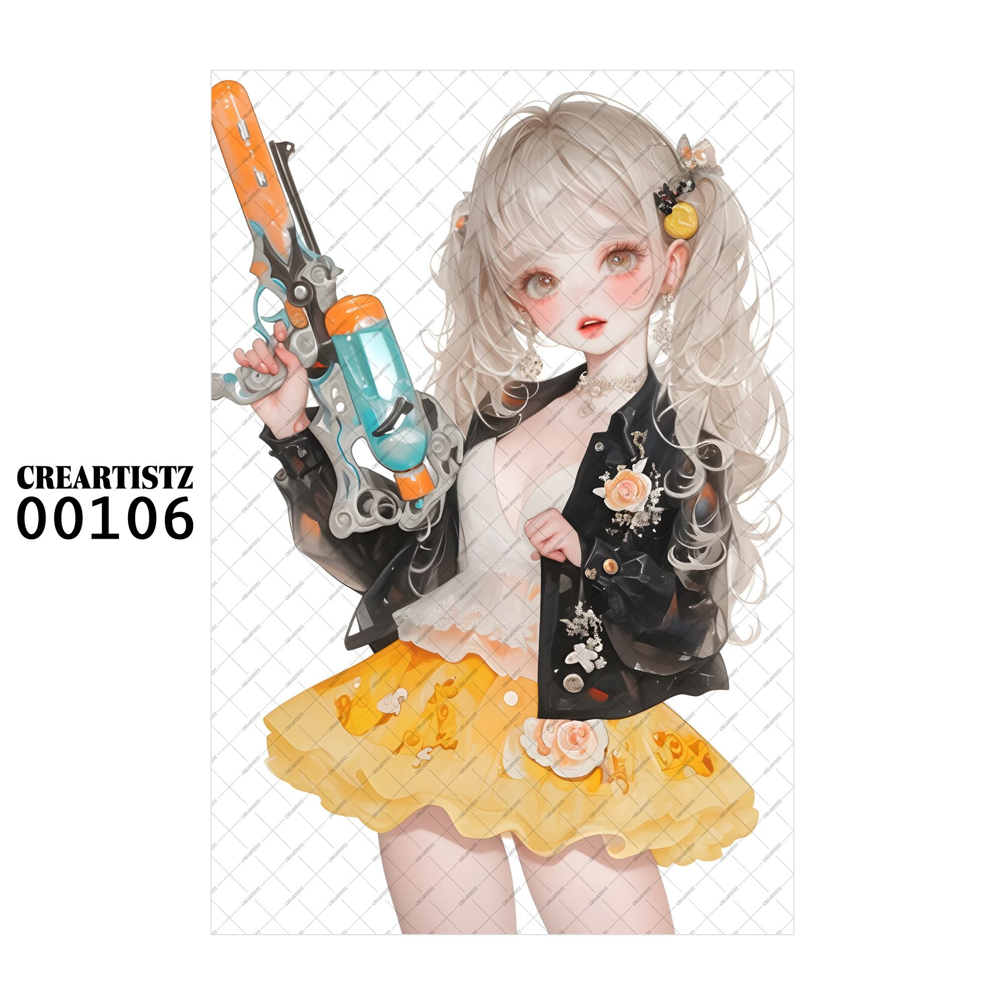 00106 ガール キュート オリジナル ペーパー/ステッカー 4枚セット CREARTISTZ