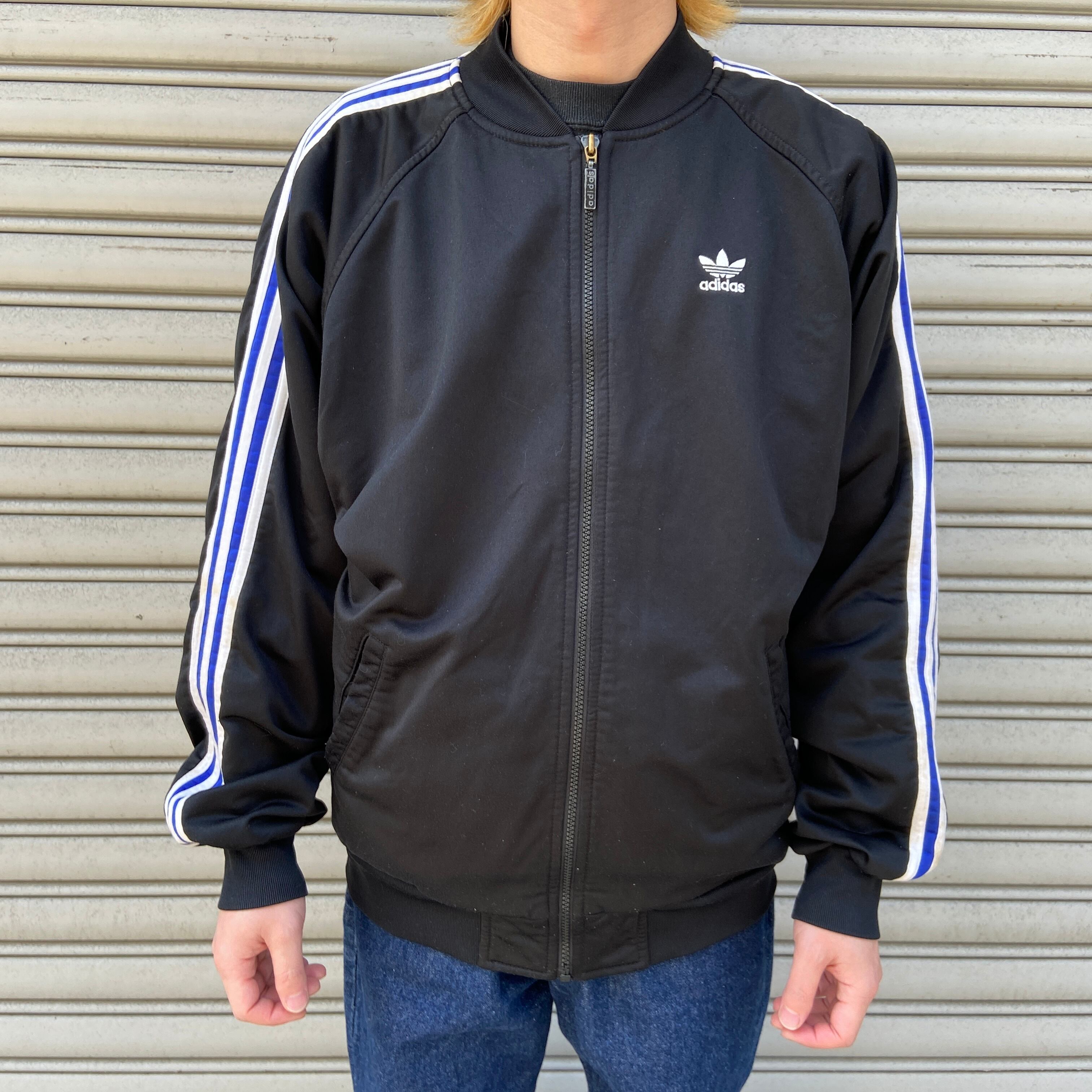 送料無料』80s adidas 万国旗タグ トラックジャケット ブラック M 黒 
