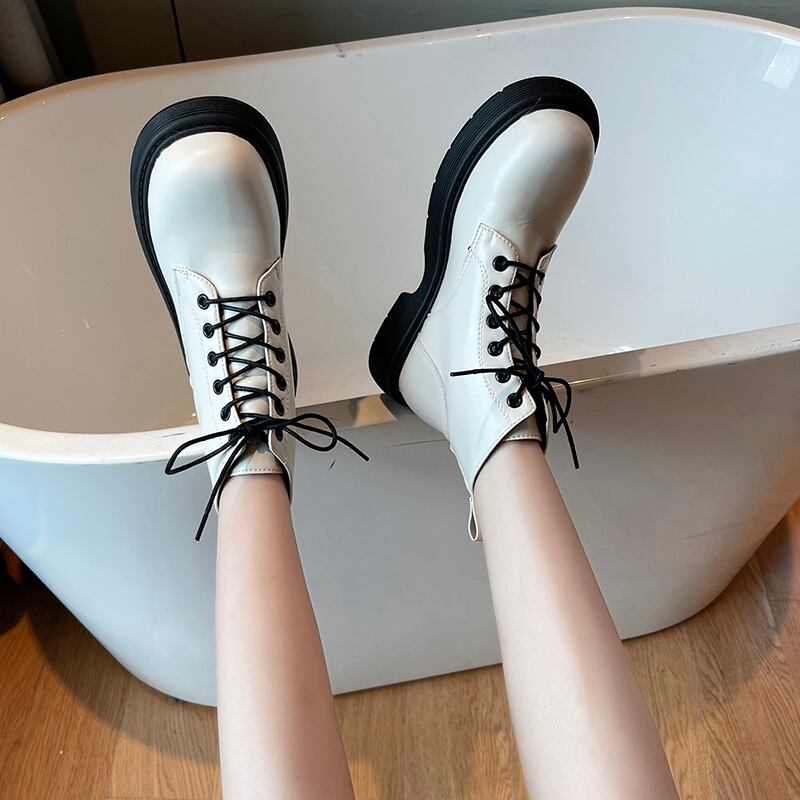 ブーツサマースタイルレースカラーショート 靴 シューズ 夏物 ラウンドトー レースアップ ピュア 部族の婦人靴86555402690