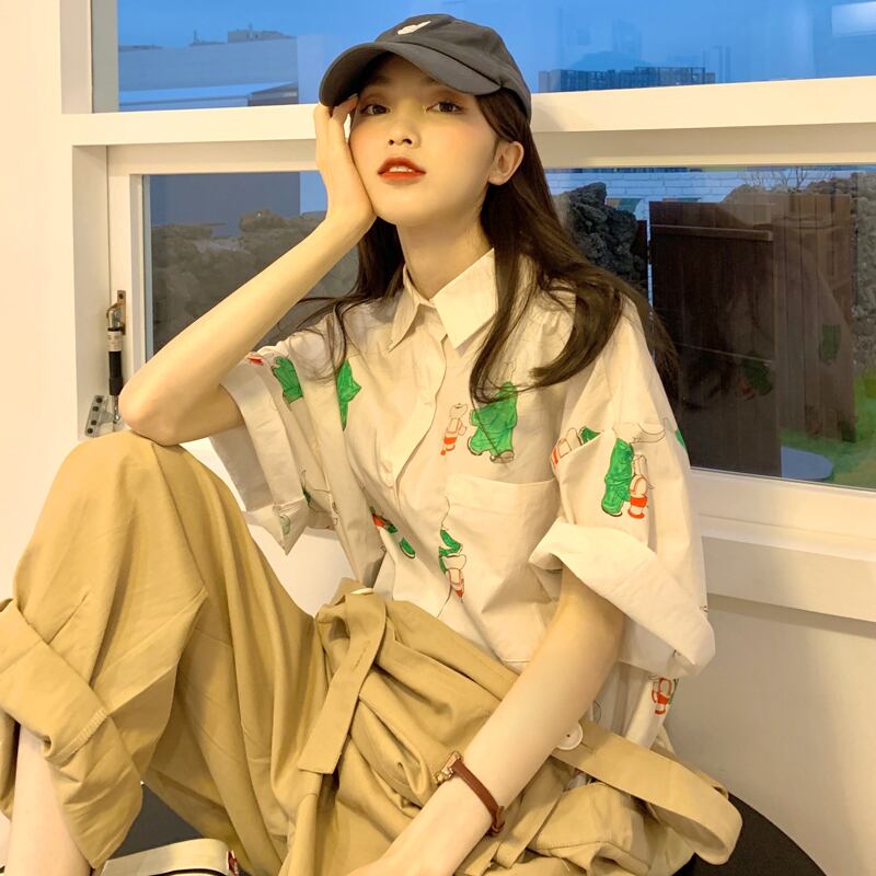 スタイルシャツ レディースサマー薄手スタンダード レトロ 夏物 スーパーモール34875525306