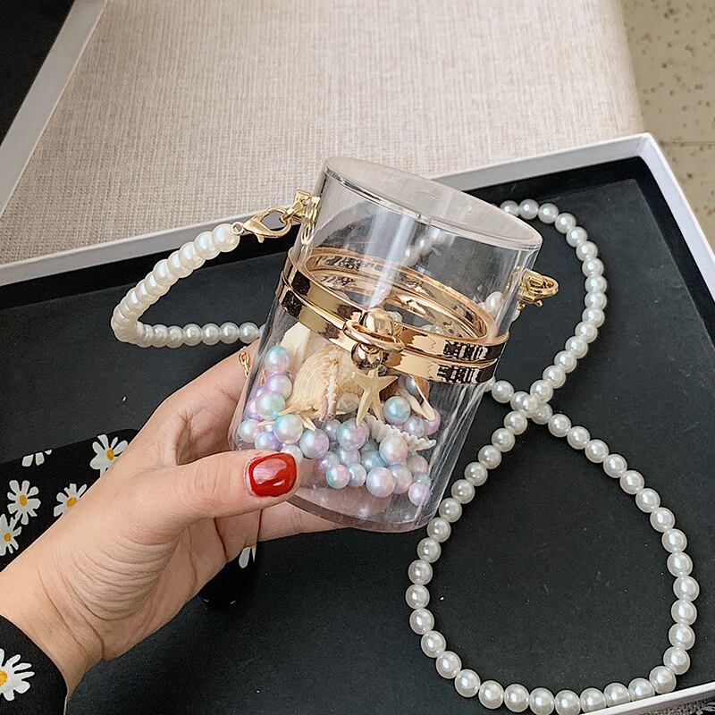 夏のレディース透明スモールバッグ2020新しい流行のファッションワイルドインメッセンジャーバッグネットレッドミニ装飾バッグ 手作りハンドバック99842568879