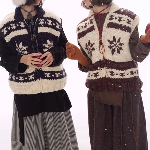 2色／ノルディック柄ニットベスト ・9569