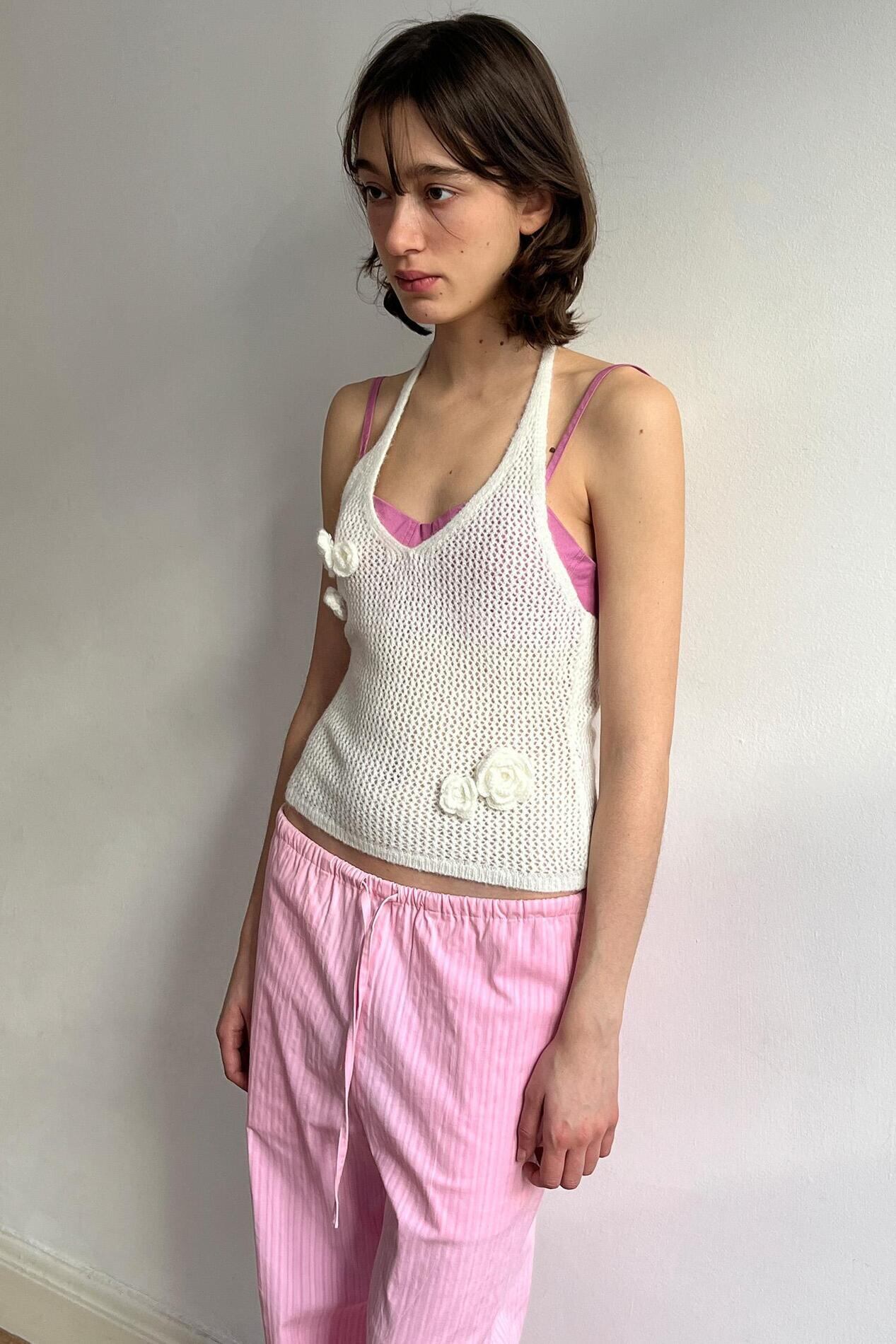SINOON] Flower Halter Neck Knit Vest (Ivory) 正規品 韓国ブランド