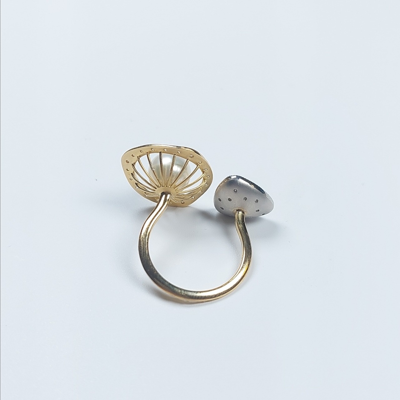 K18 PT Akoya Pearl Diamond Ring