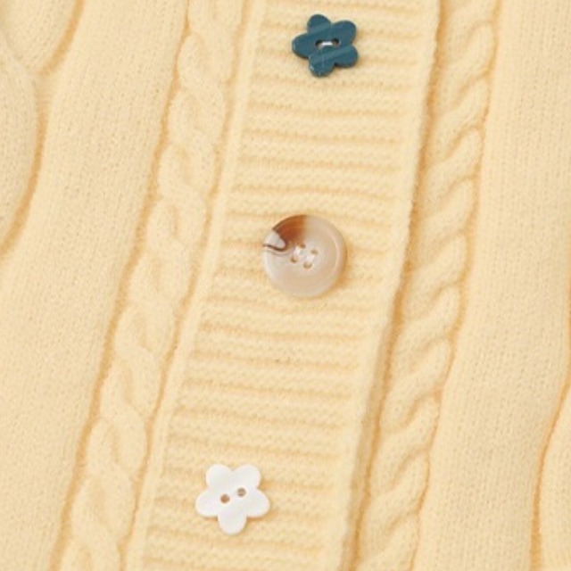button front cable knit cardigan　ボタンフロントケーブル編みニットカーディガン　J1594