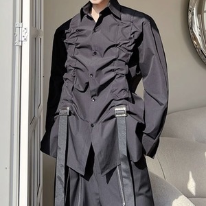 Pleated Design Belted Shirt【L0314】