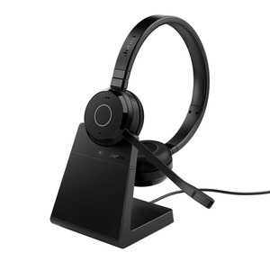 【在庫のみ】Jabra Evolve 65 TE ヘッドセット ワイヤレス 両耳 マイク付き スタンド付き Link 390a UC ステレオ 2台同時接続 Bluetooth5.2 ノイズキャンセリング 最長16時間通話 1日中快適なレザークッション Teams/Zoom利用可能 会議