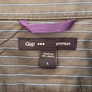 【Gap】ストライプ 柄シャツ 長袖シャツ グレー Lサイズ ギャップ US古着