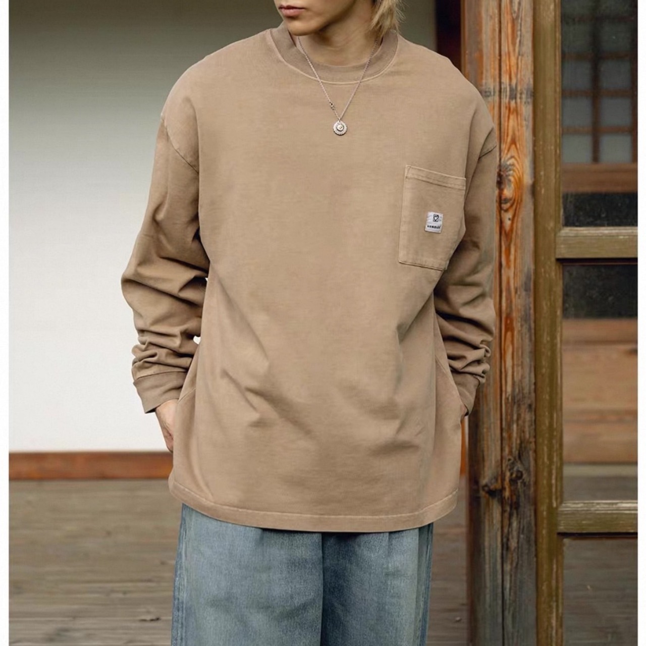 Oversized pocket long sleeve tee 1072 - 5