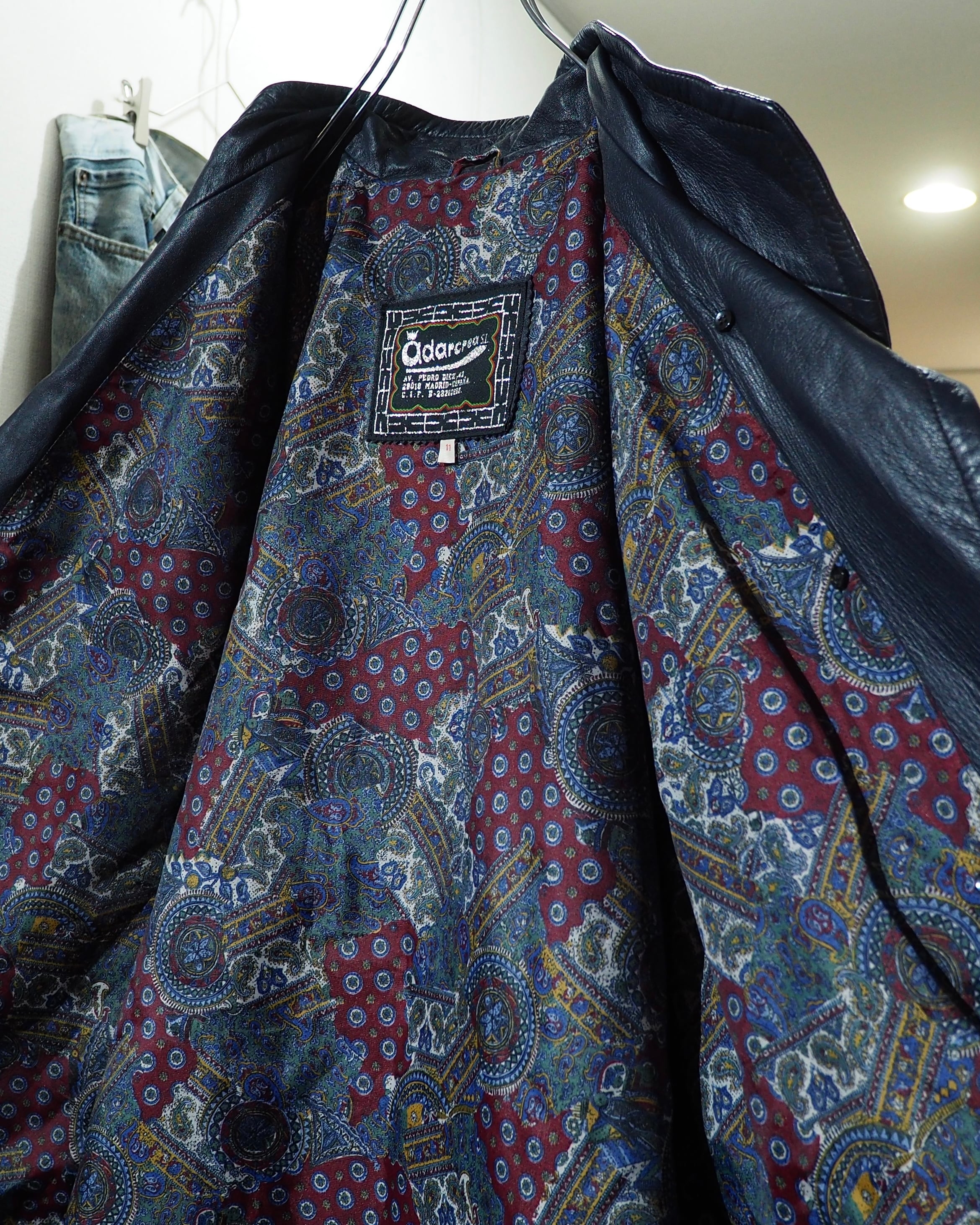 1990s " 珍品 ‐ Made in Spain " Vintage Lamb Leather Mao Collar China Jacket