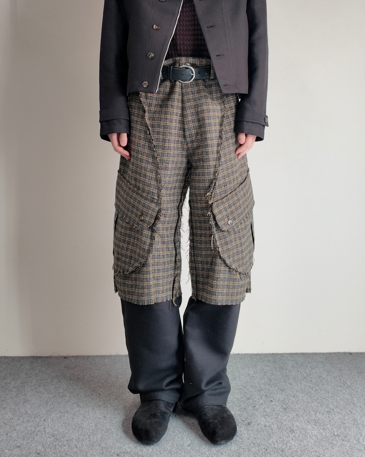 【26/AW STRONGTHE】MOSS / LAYERED POUCH CARGO PANTS
