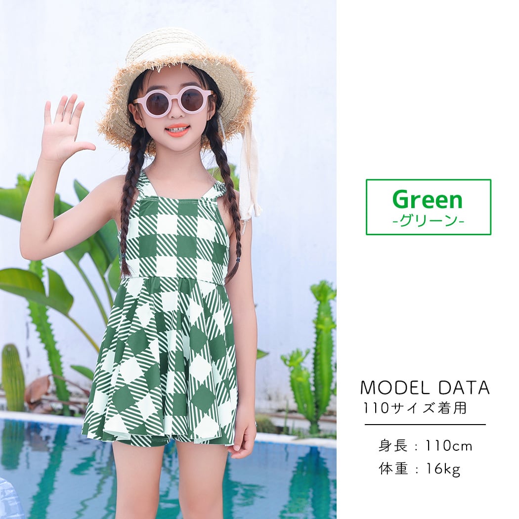 メール便】キッズ チェック柄ワンピース水着／kids533 | DAY CLOSET