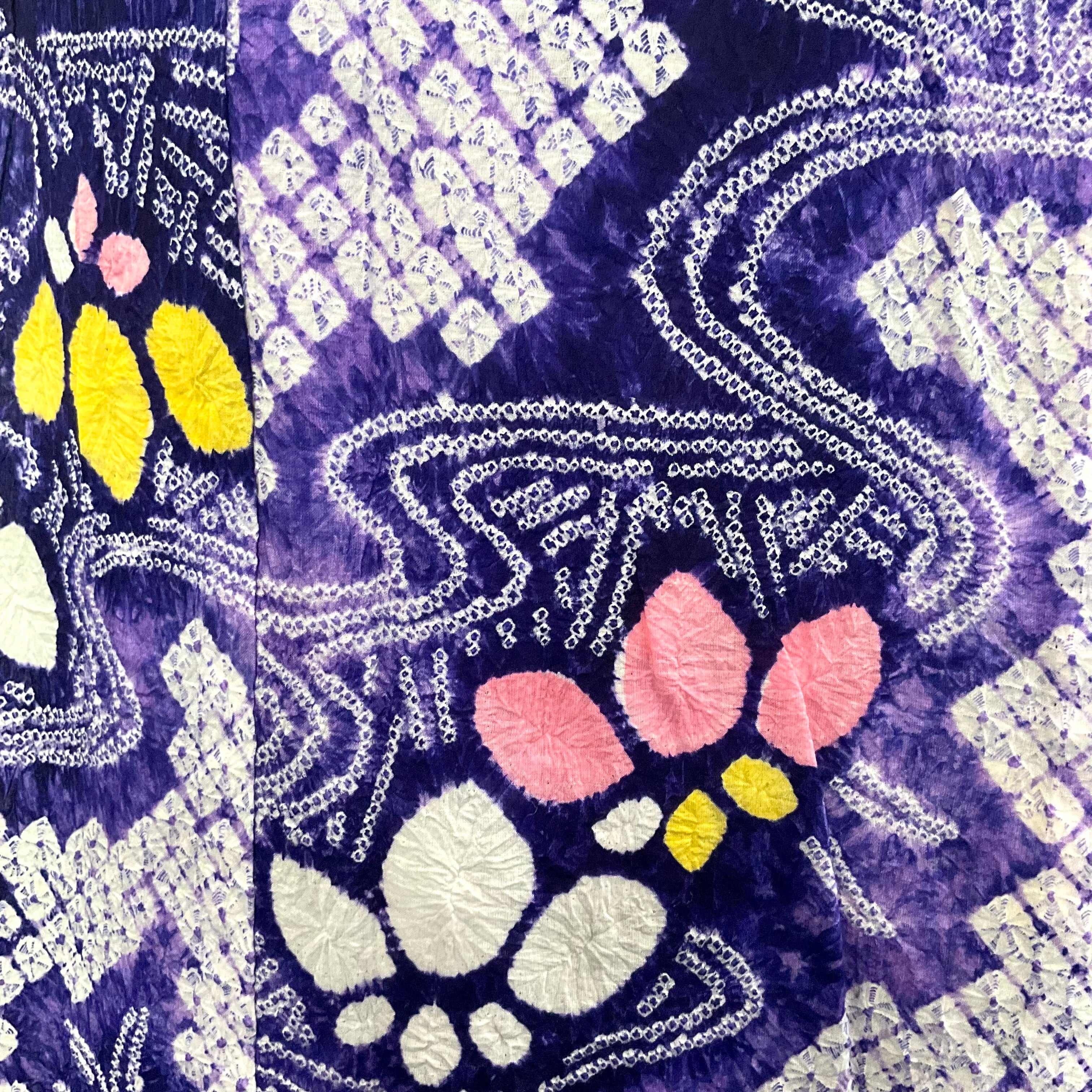 long＊Retro Iris＊花 あやめ 紫 有松鳴海絞り浴衣 B654 | kimono tento
