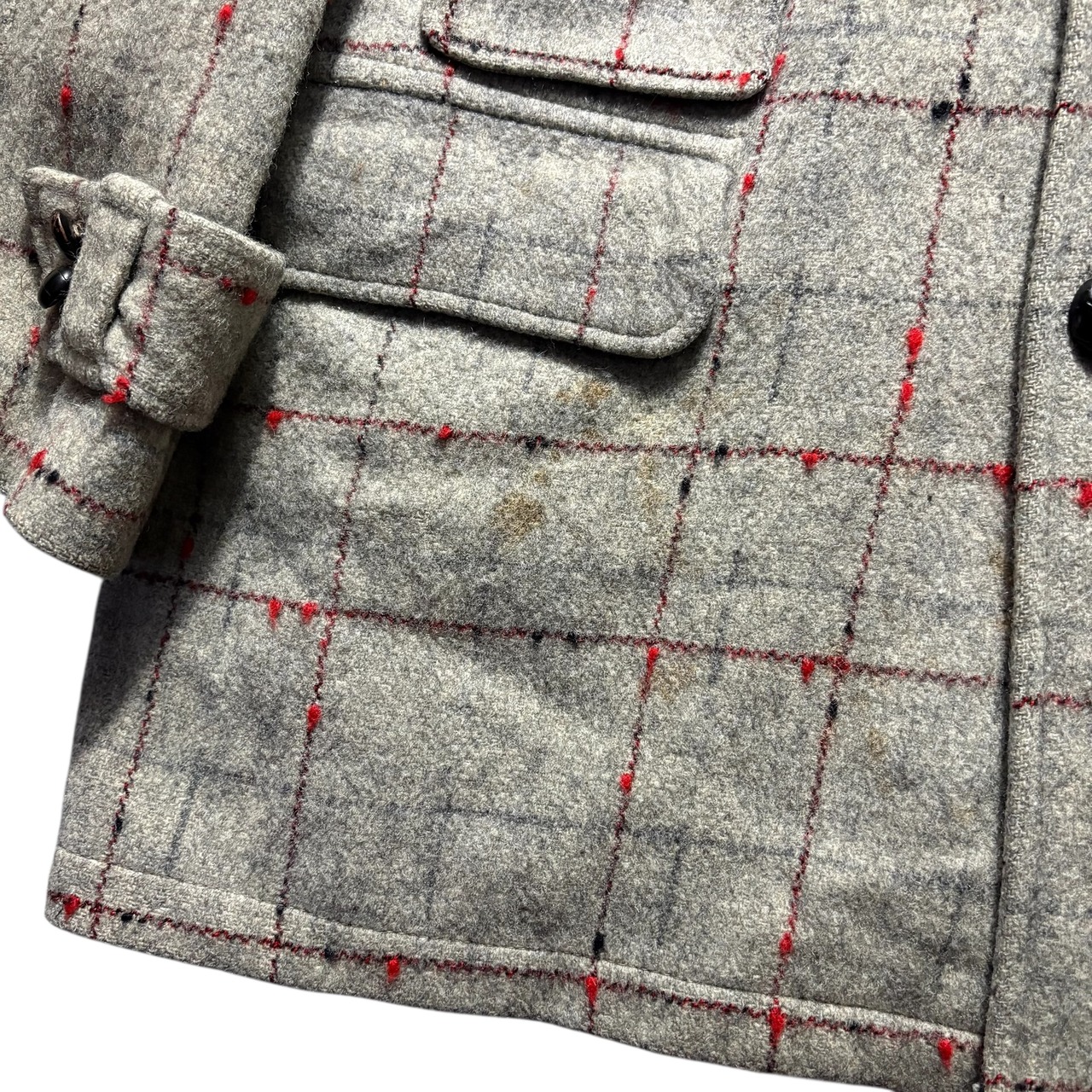 vintage 1950’s red&black nep gray wool car coat