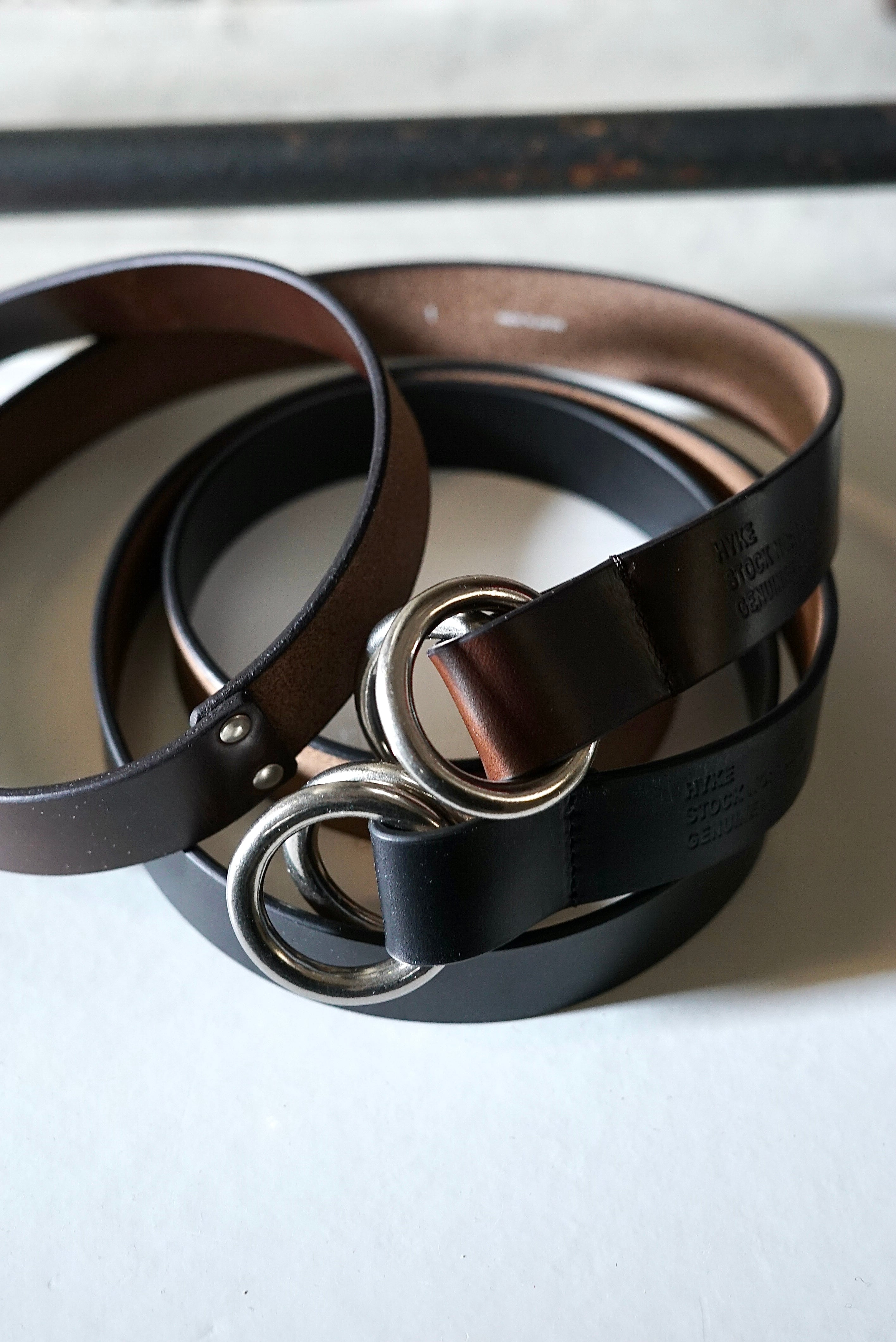 HYKE / LEATHER RING BELT (BLACK, BROWN) | JUQUI Online