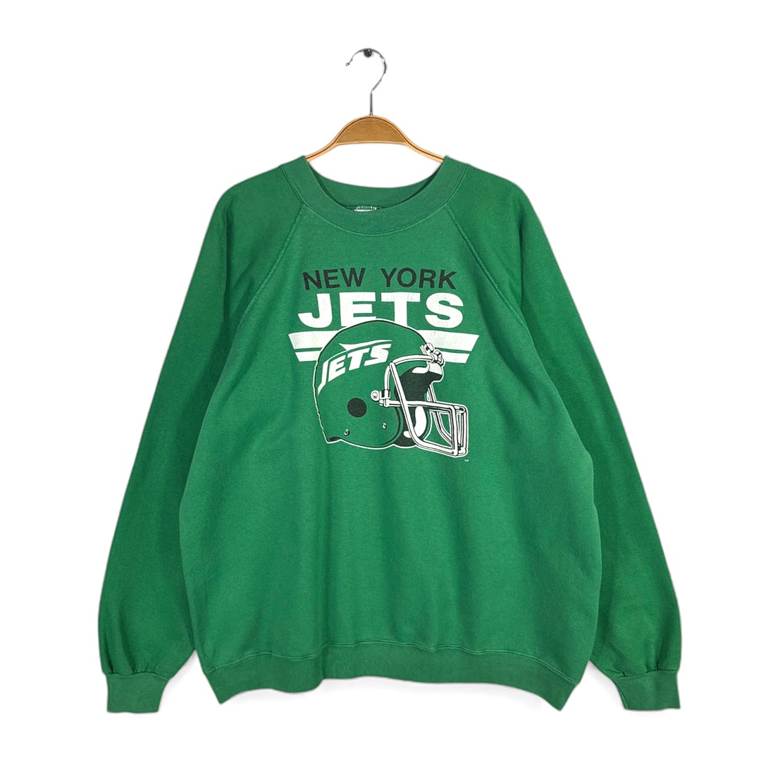 80s NFL ニューヨーク ジェッツ USA製 ヴィンテージ スウェット NEW YORK JETS アメフト グリーン サイズXL 古着 CF1018