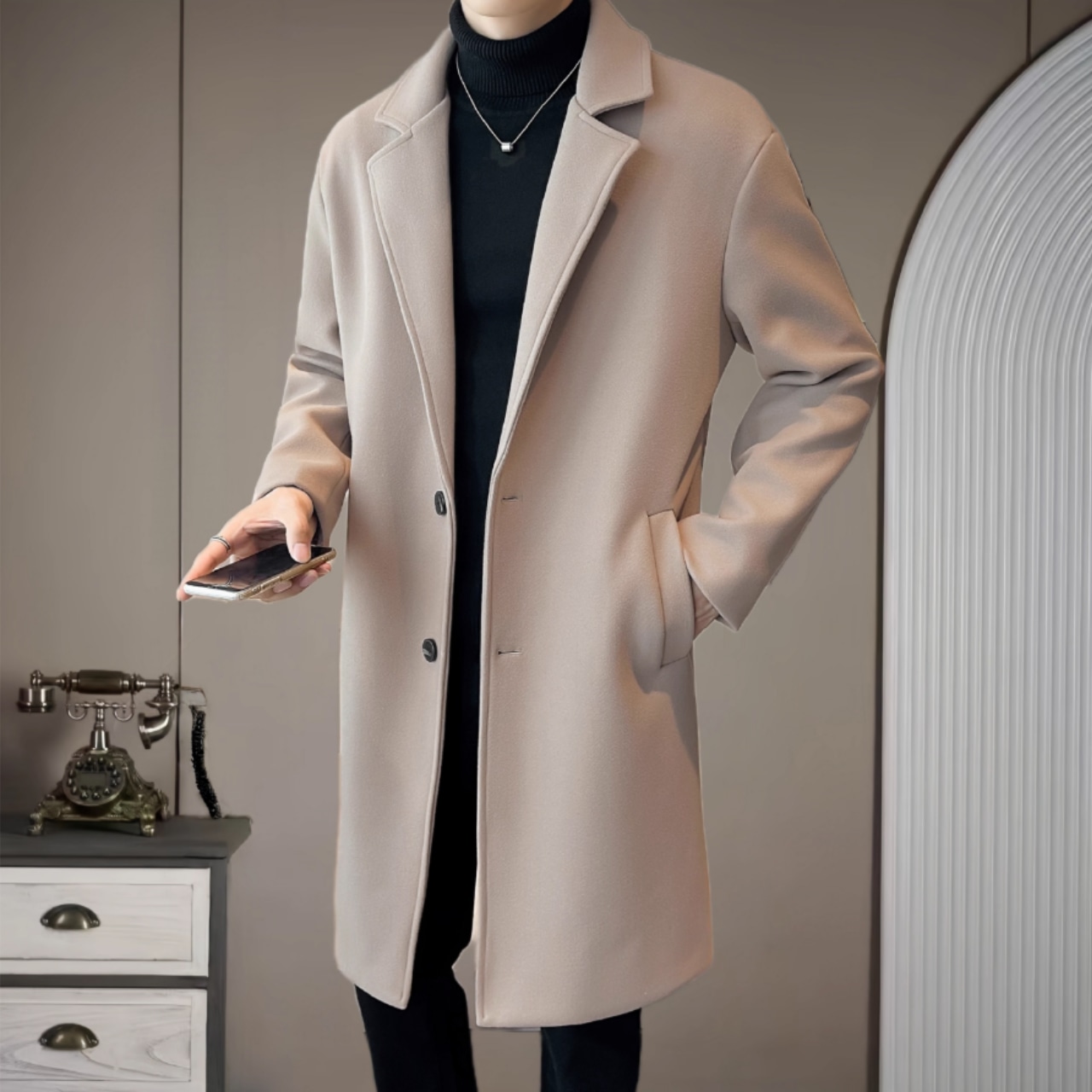 ヒップ丈 シングルブレストコート af0393