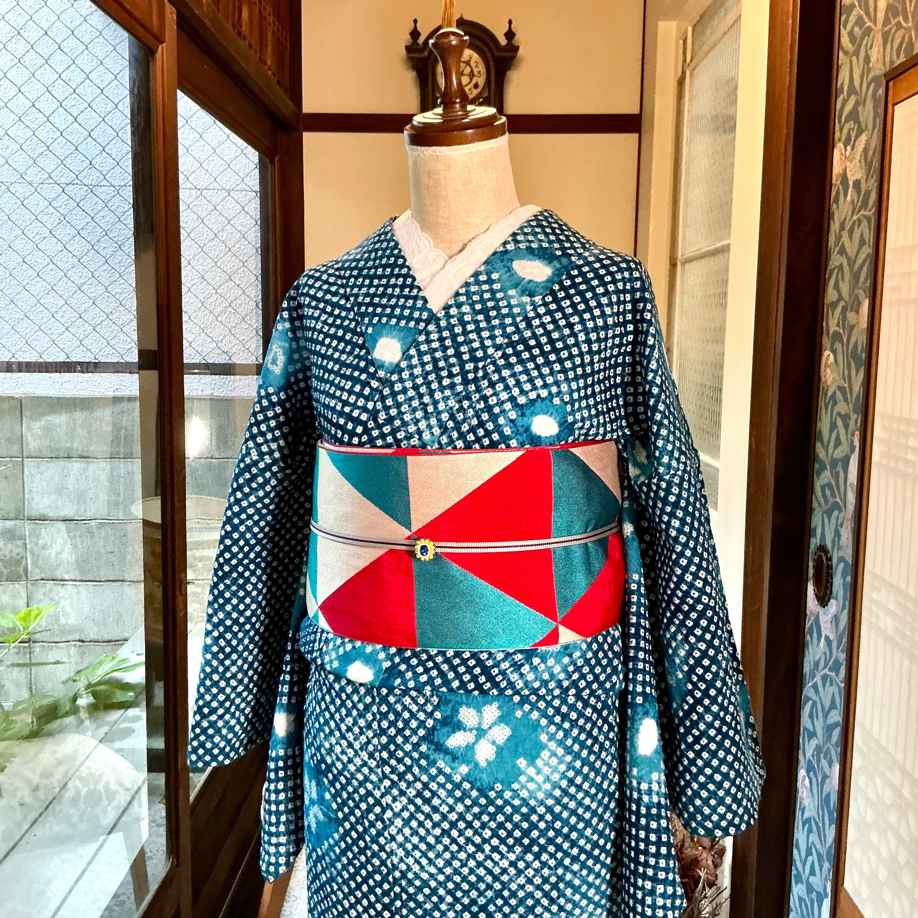 tall＊deep green＊有松鳴海絞り浴衣 グリーン 緑 A760 | PAY ID