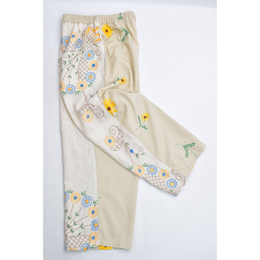 Remakeリメイク 再構築 パッチワーク&フラワー刺繍 デザイン ルーズ