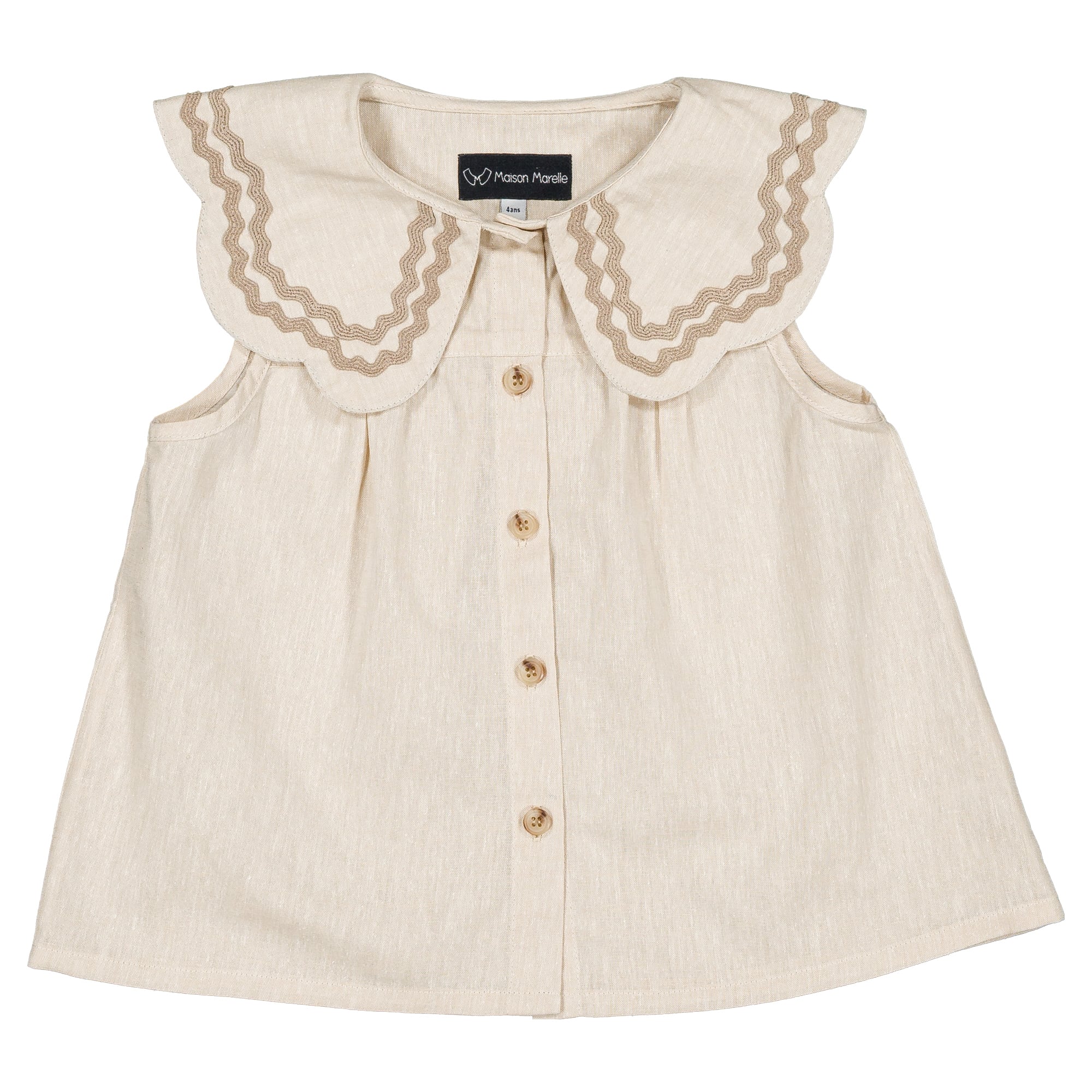 【予約・特典あり】Maison Marelle / Shirt BAUME- beige linen / 12M~5Y