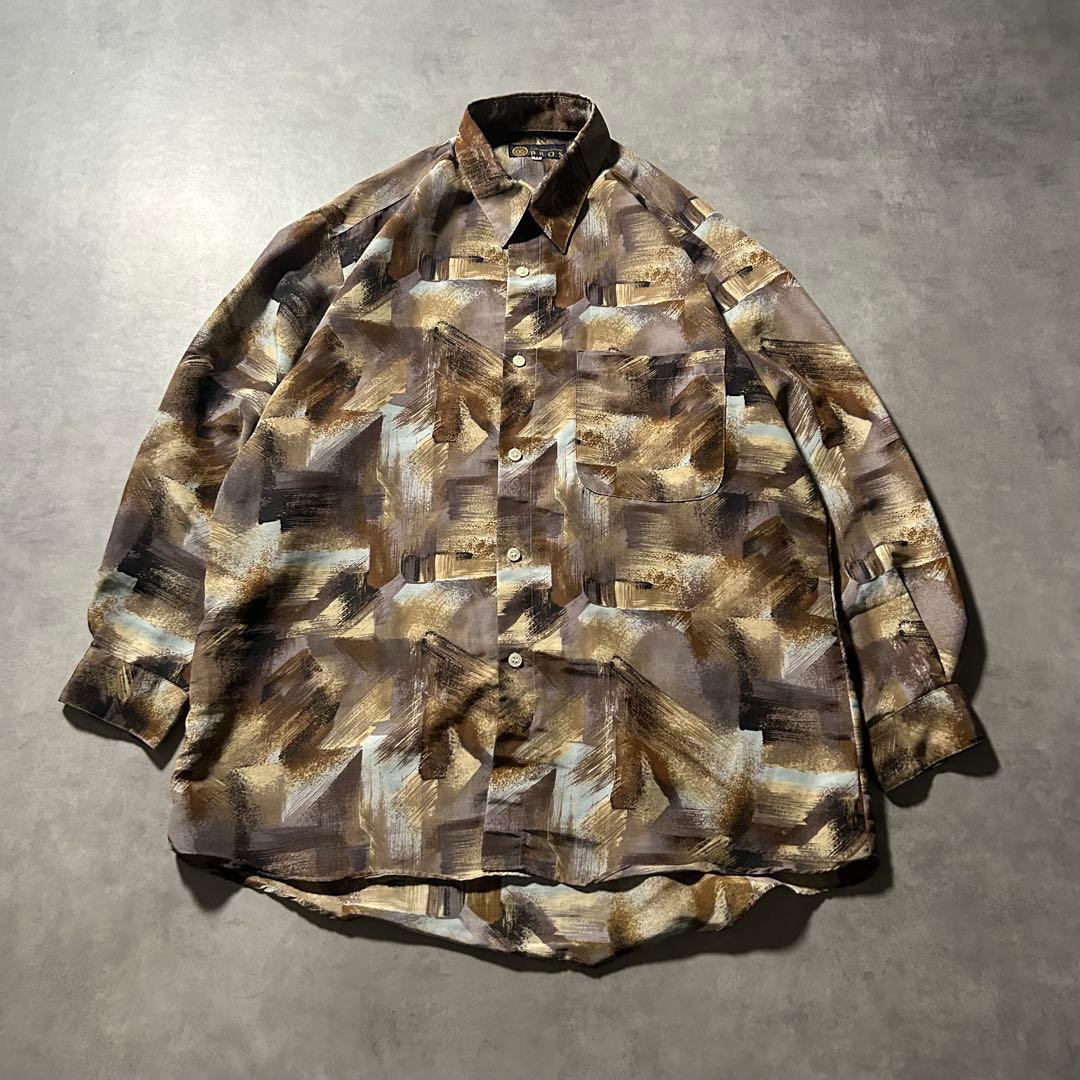 BROS ヴィンテージ レトロ デザイン 総柄 アート デザイン シャツ