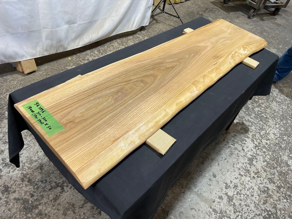 タモ3896 欅 一枚板無垢 乾燥材 1400x310-320x30mm カウンター 棚