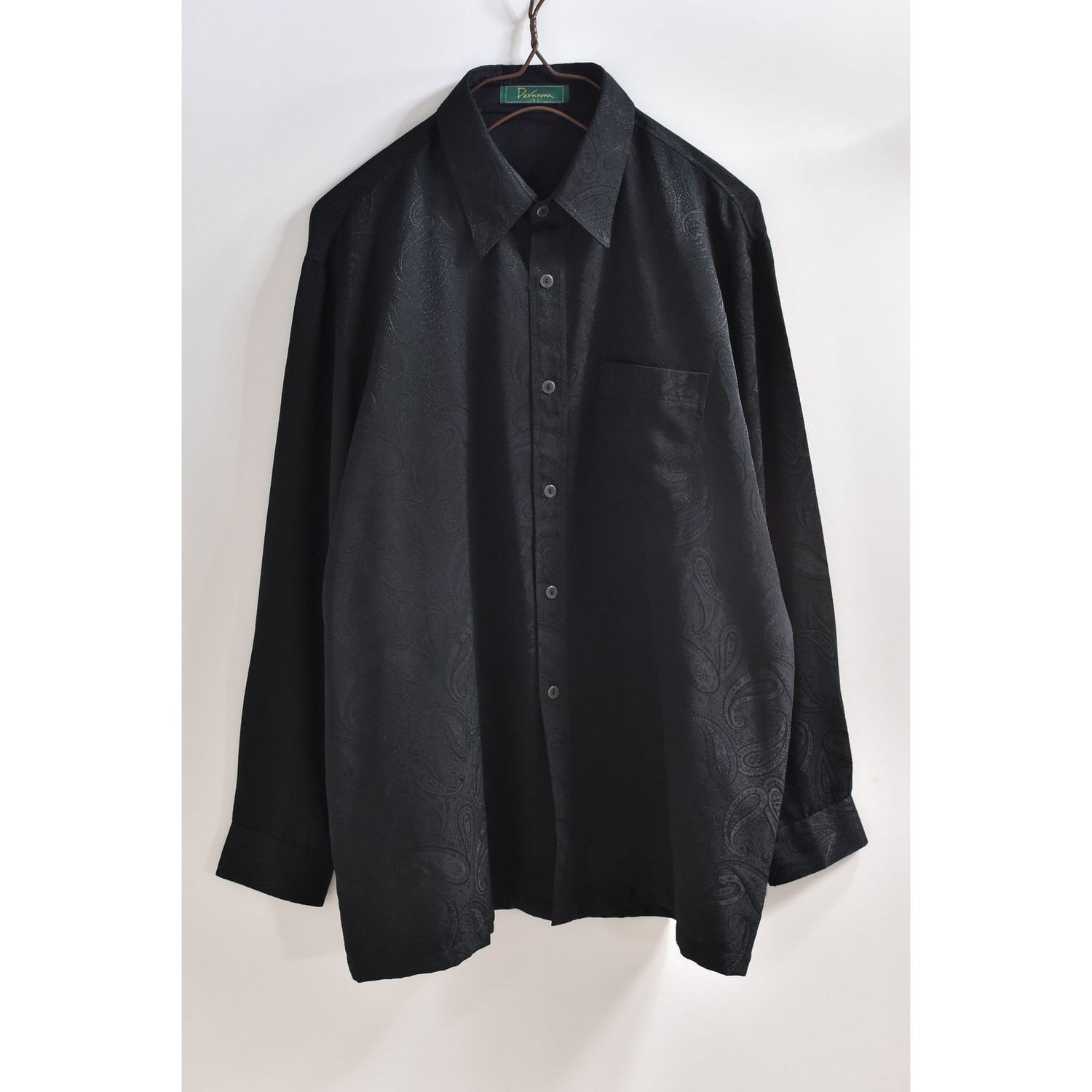 80～90s Devarona jacquard design paisley poly shirt | 古着屋