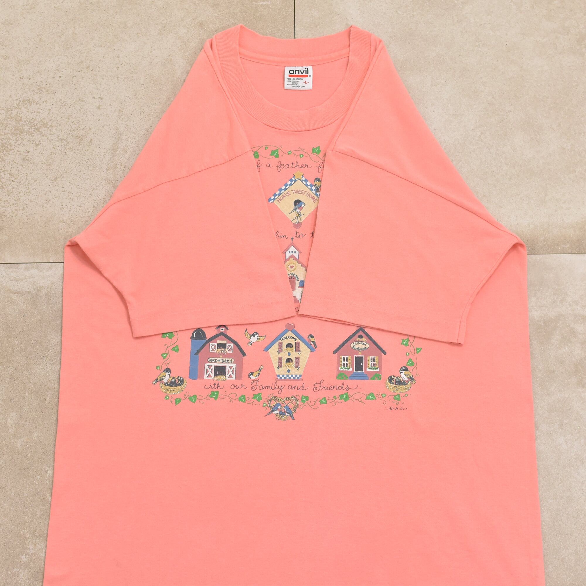 90s USA anvil pretty printed T-shirt | 古着屋 grin days memory