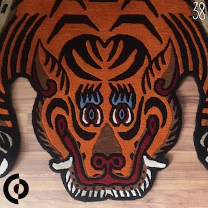 【特価品】チベタンタイガーラグ L WOOL ★ TIBETAN TIGER RUG 【 大 本物 ウール製 ヒマラヤンオレンジ チベット文化圏 ネパール産 ハンドクラフト 高級絨毯 インテリア 産地直送 通販 】HIMALAYAN ORANGE