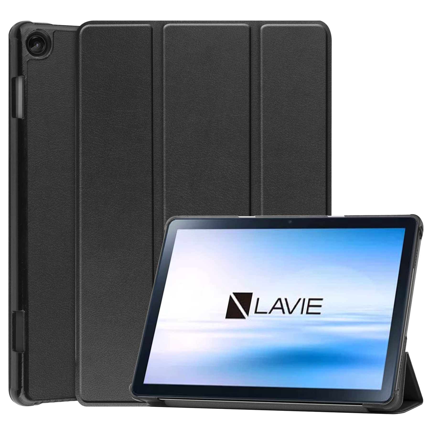 For NEC LAVIE Tab T10 (T1055/KAS,TAB10/F03) Tab Lite TL103/KAL PC-TL103KAL /LAVIE Tab 10FHD4 ケース カバー 10.1インチ タブレットケース マグネット開閉式 【CNEVISON】オートスリープ機能 耐衝撃 三つ折りスタンド 角度調整 軽量 薄型 保護ケース (ブラック)