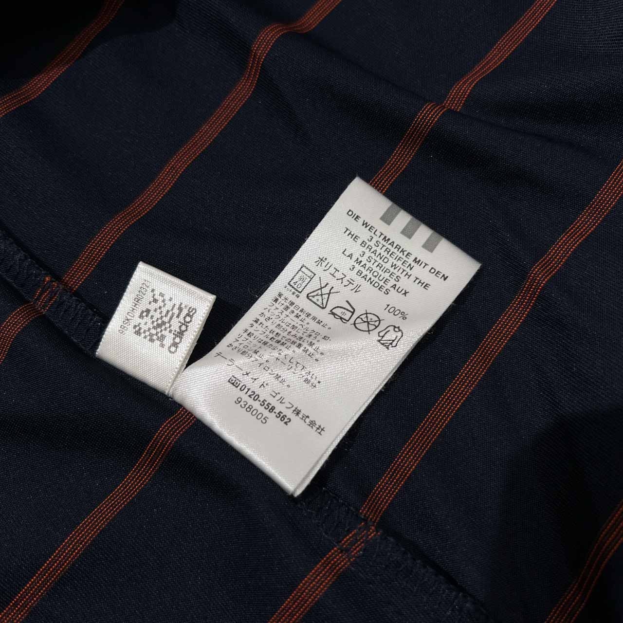 adidas GOLF アディダス ゴルフ ボーダー柄 半袖 ドライ ポロシャツ L /メンズ/ネイビー×オレンジ/スポーツ