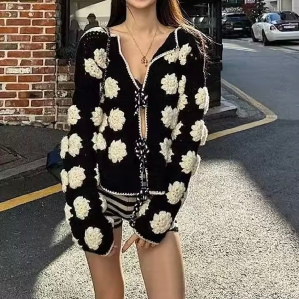 vintage flower knit cardigan