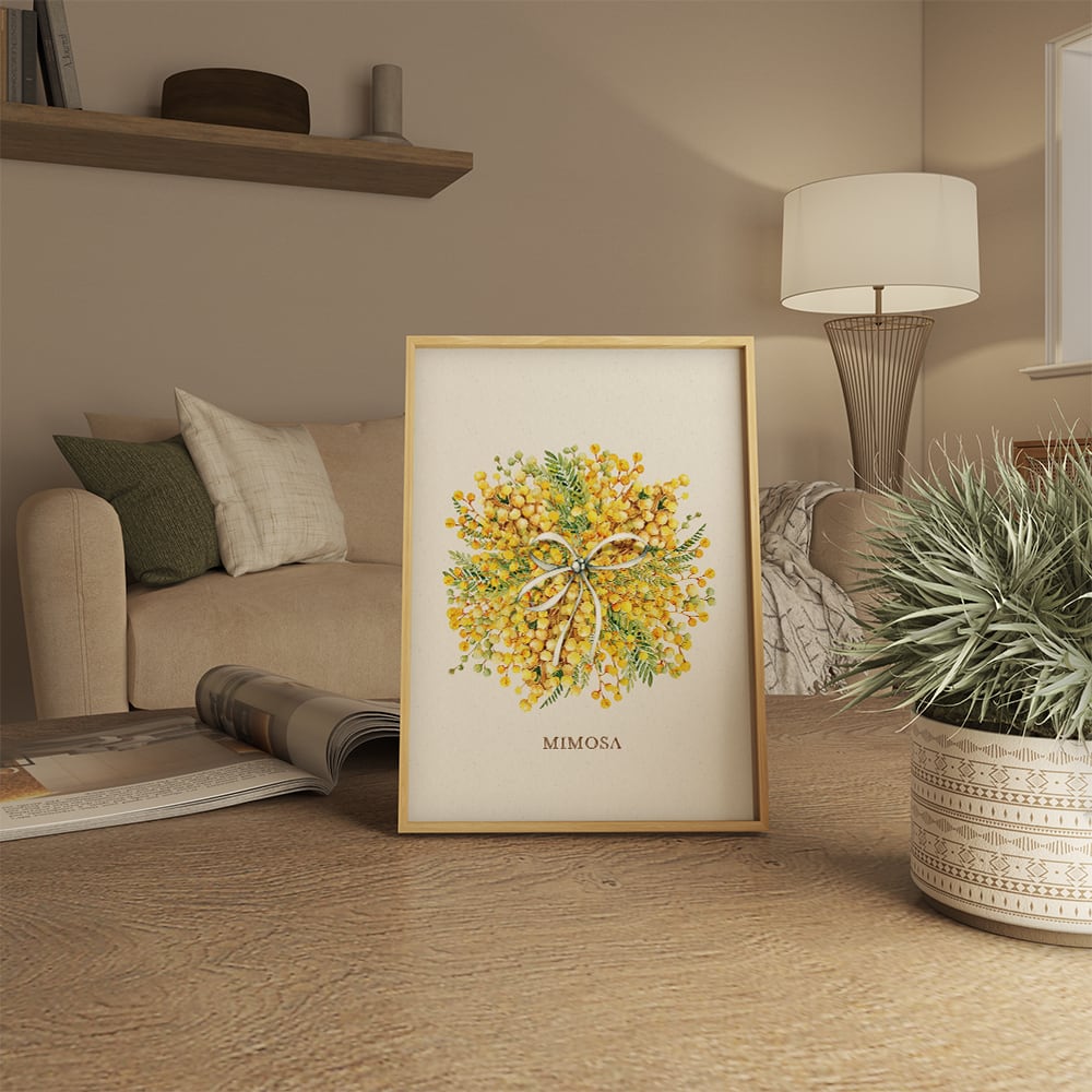 ミモザのポスター / i1131 / 黄色くかわいい春のミモザ ボタニカル