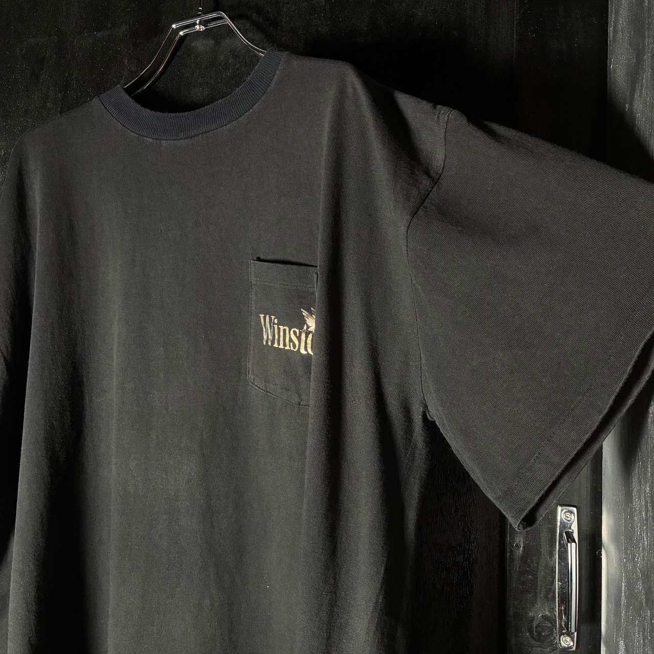 80s〜90s USA製　Winston イーグルタバコTシャツ　ポケットTシャツ　ウィンストン　黒　XL シングルステッチ