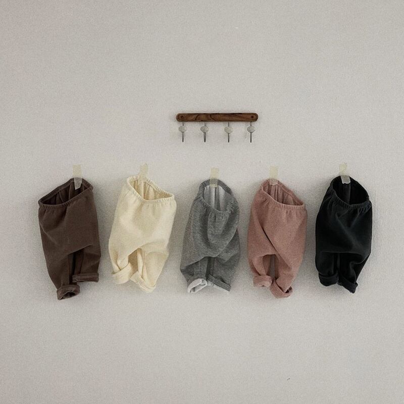 【BABY】シンプル暖かい無地パンツ