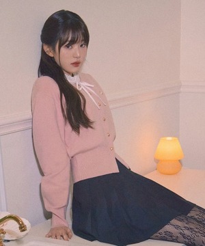 ★IVE ウォニョン X rolarola コラボ！！【rolarola】ROUND VOLUME SLEEVE CARDIGAN PINK