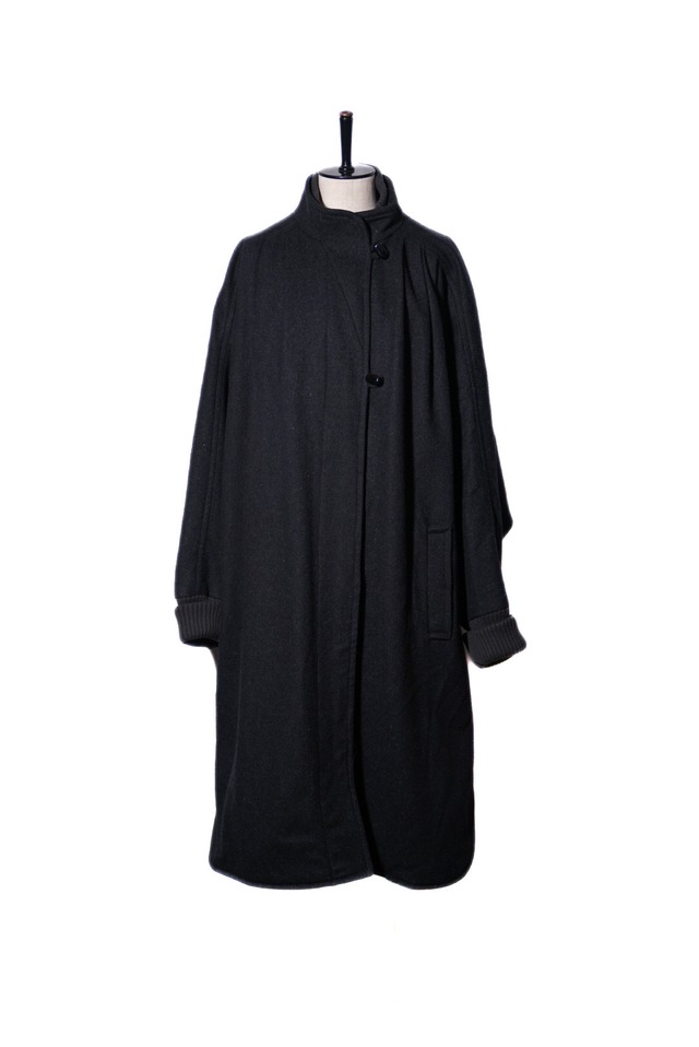 1980's pleets design flyfront wool over coat