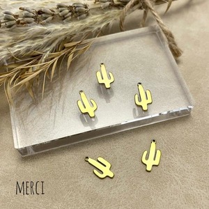 ステンレス製ミニゴールドサボテンチャーム/コネクター/仙人掌/SUS304