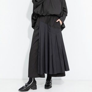 ストライプ切り替えプリーツワイドパンツ R0688